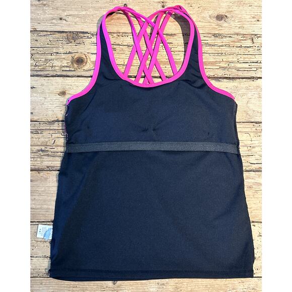 Yitong Women’s Size S/M Black Pink Activewear Tank With Built In Bra - Picture 5 of 7